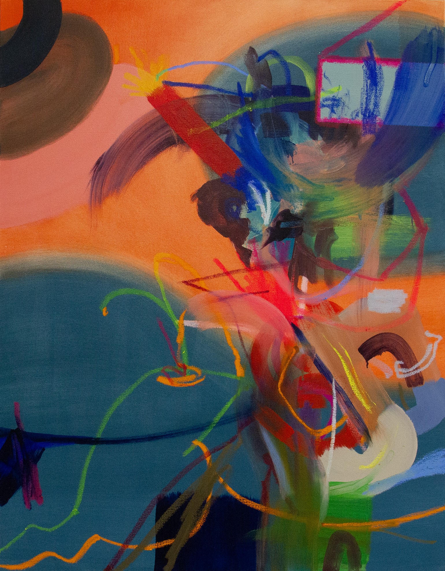 Abstract oil painting by Finnish artist Matti Närekangas, 2025